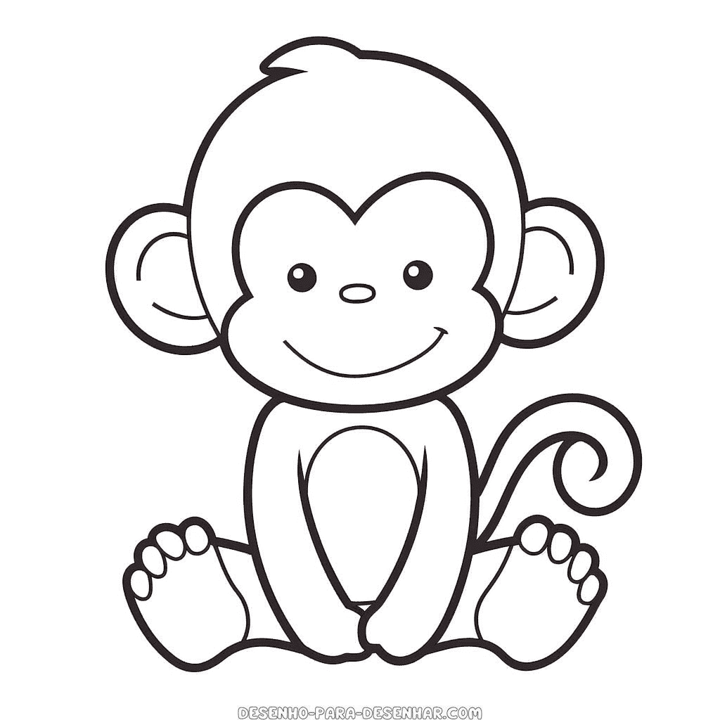 Vetores de Como Desenhar Macaco Macaco De Desenho Fácil Para