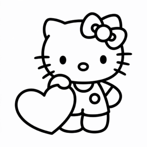 Desenho da Hello Kitty e do Coração para Desenhar