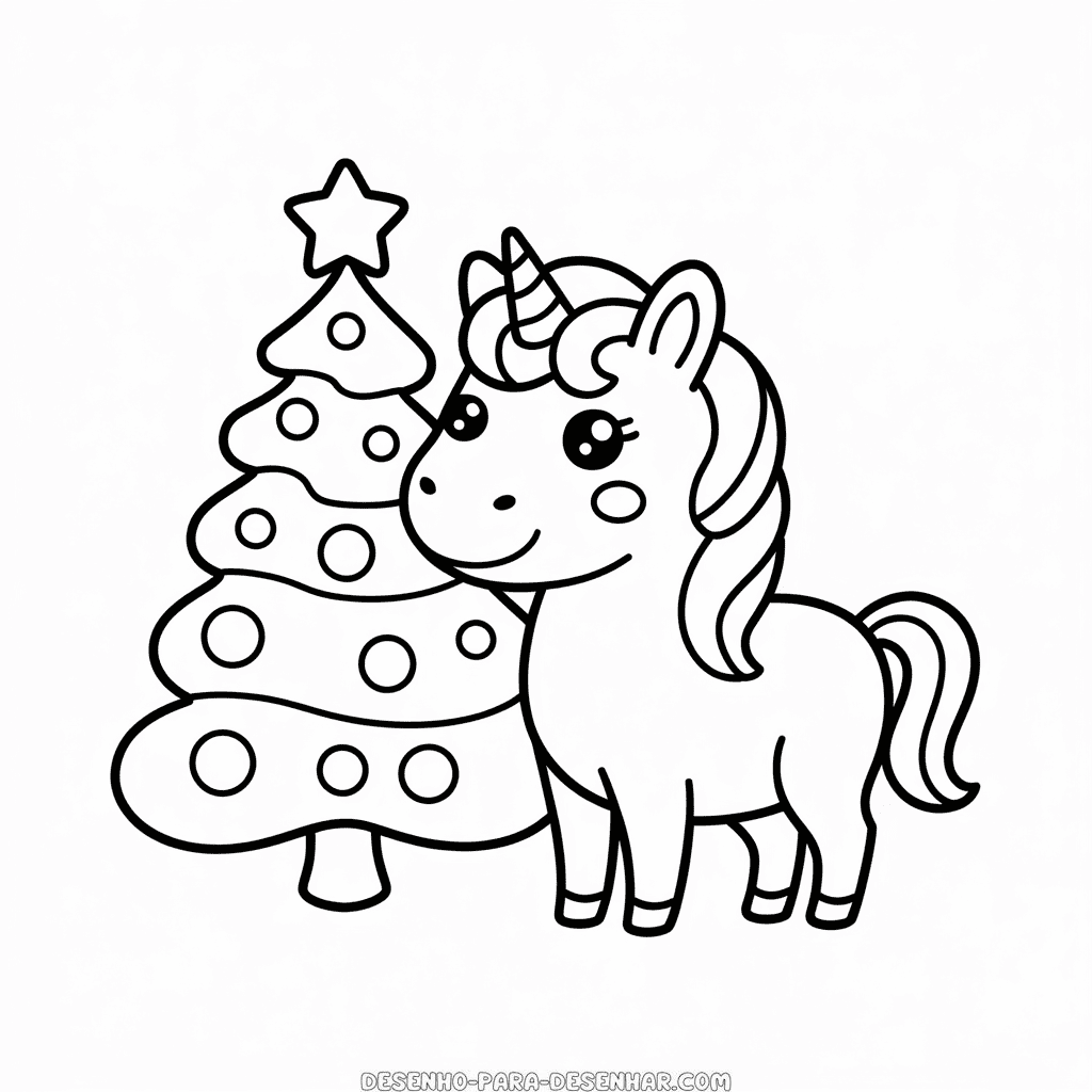 Desenho do Unicórnio de Natal para Desenhar