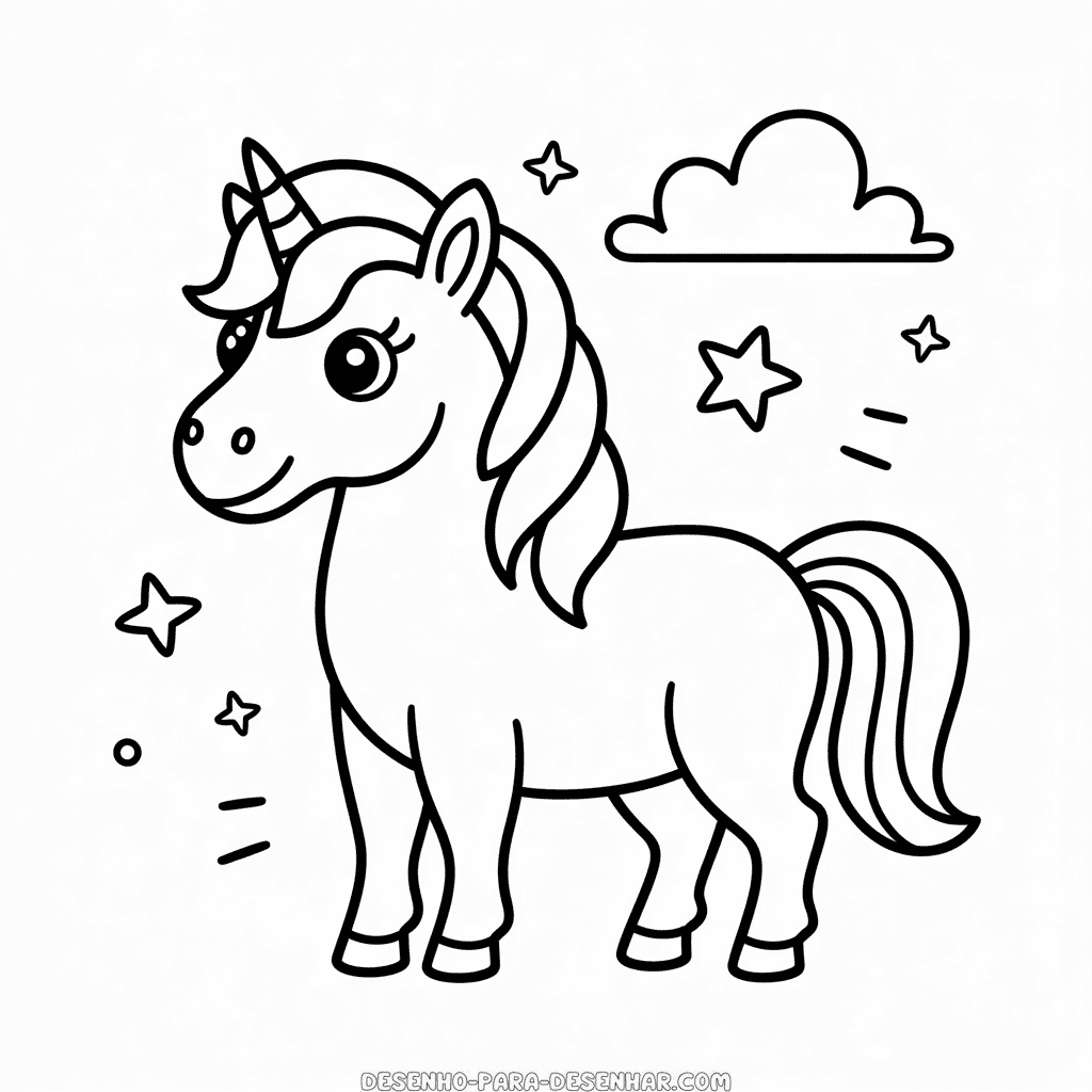 Desenho do Unicórnio Desenho Animado para Desenhar
