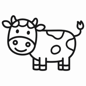 Desenho Fácil de Vaca Preta e Branca