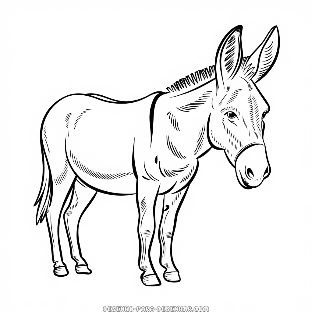 "Desenho Fácil do Burro Realista"