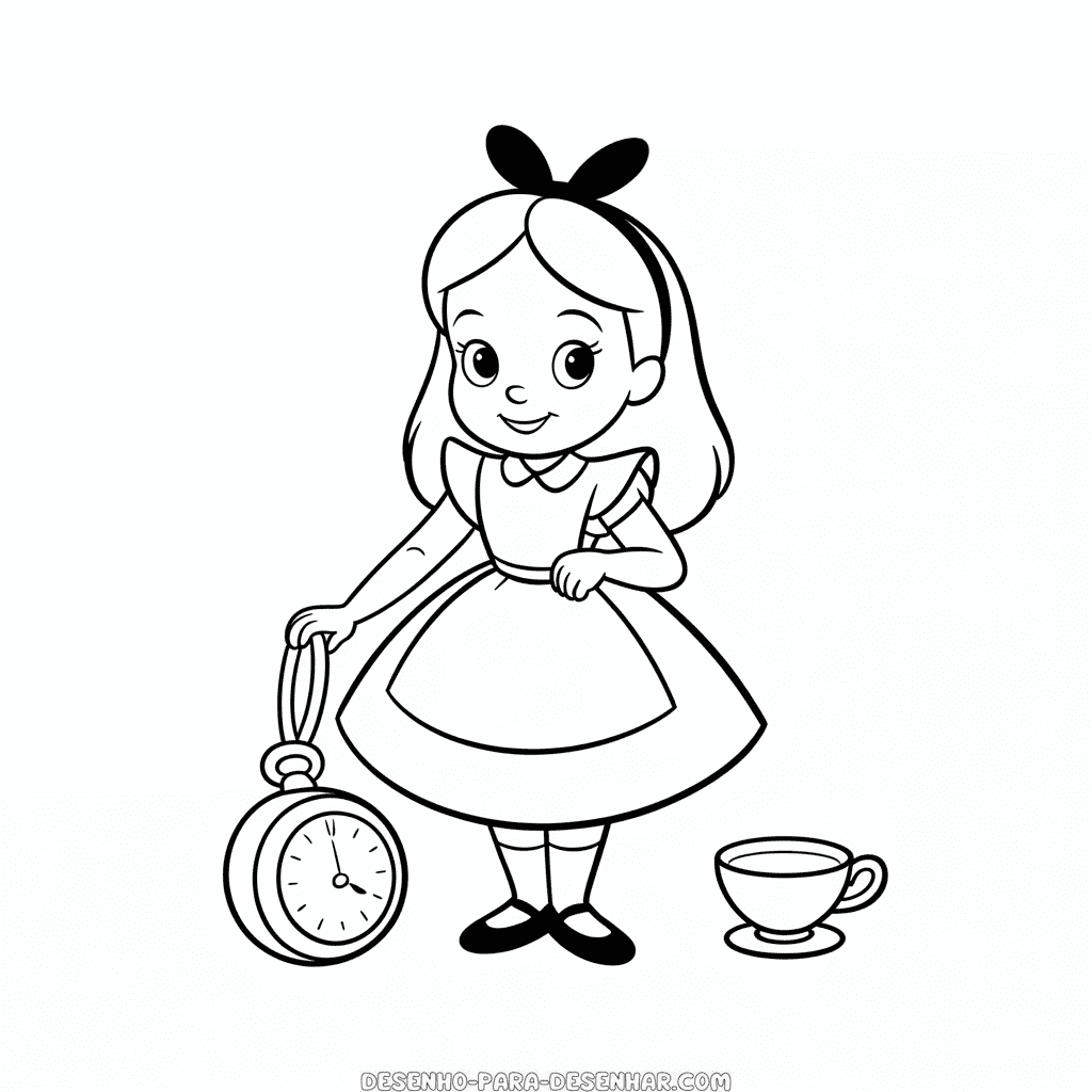 Desenho Fácil da Alice no País das Maravilhas Disney
