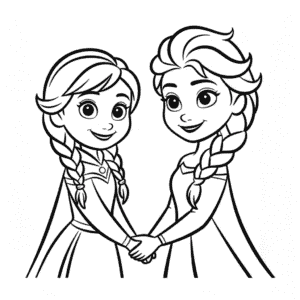 Desenho Fácil da Anna e Elsa Juntas