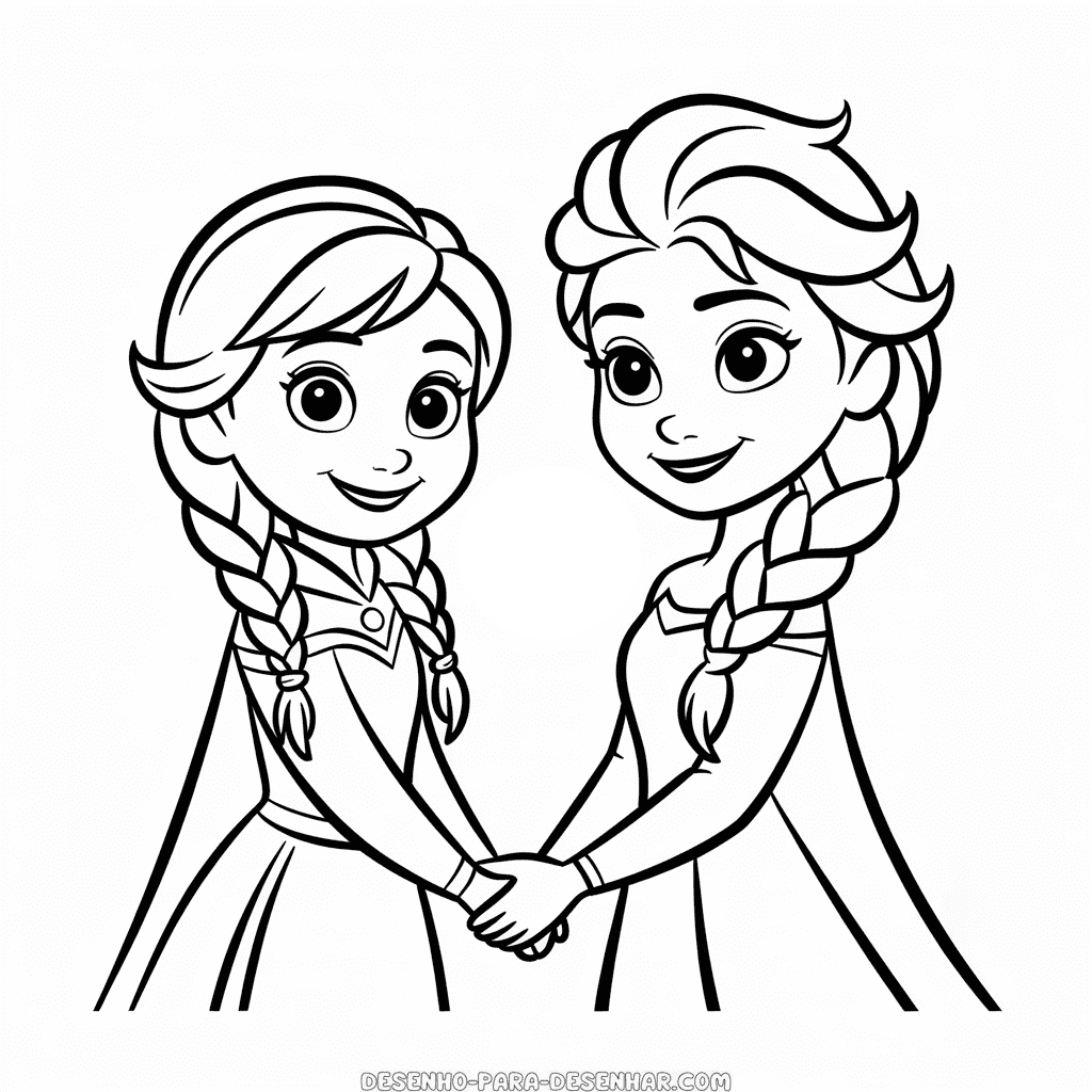 Desenho Fácil da Anna e Elsa Juntas