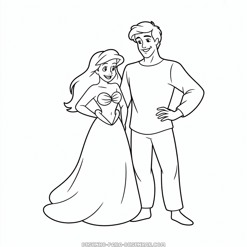 Desenho Fácil da Ariel e do Eric