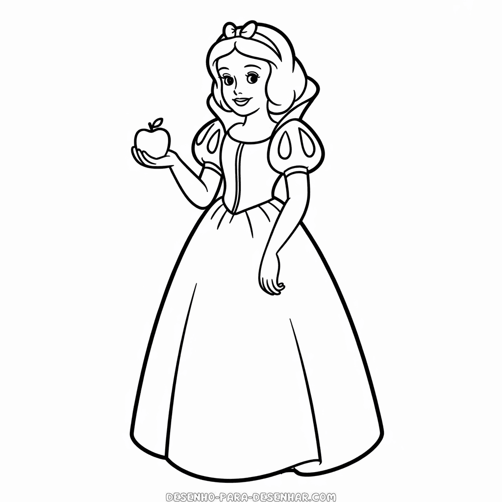 Desenho Fácil da Branca de Neve e a Maçã