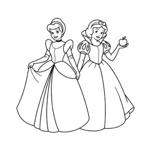 Desenho Fácil da Cinderela e da Branca de Neve