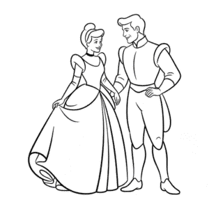 Desenho Fácil da Cinderela e do Príncipe Encantado
