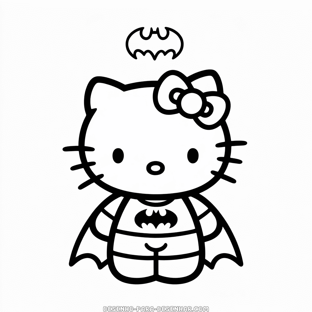 Desenho Fácil da Hello Kitty como Batman