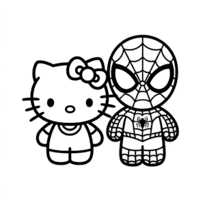 Desenho Fácil da Hello Kitty e Spider-Man