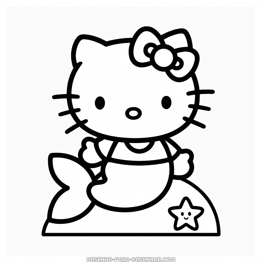 Desenho Fácil da Hello Kitty Sereia