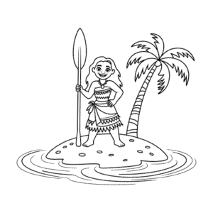Desenho Fácil da Moana na Ilha