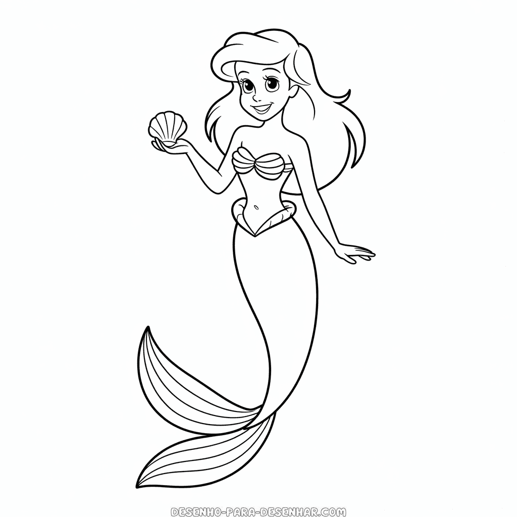 Desenho Fácil da Princesa Ariel da Disney