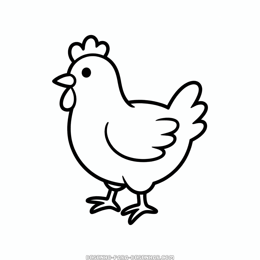 Desenho Fácil de Galinha Fofa