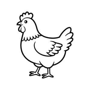 Desenho Fácil de Galinha Preto e Branco