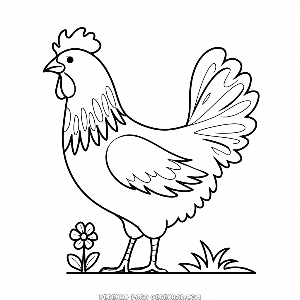 Desenho Fácil de uma Galinha Bonita