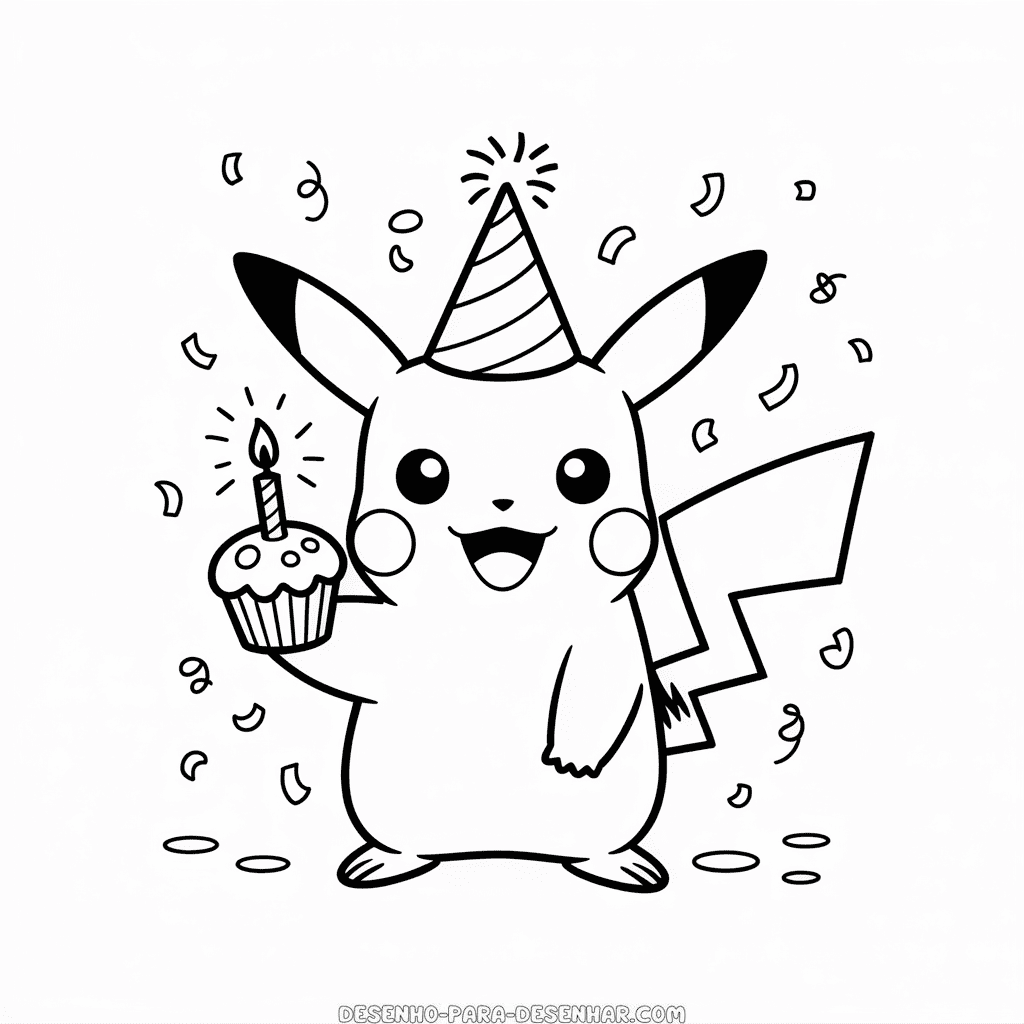 Desenho Fácil do Aniversário do Pikachu
