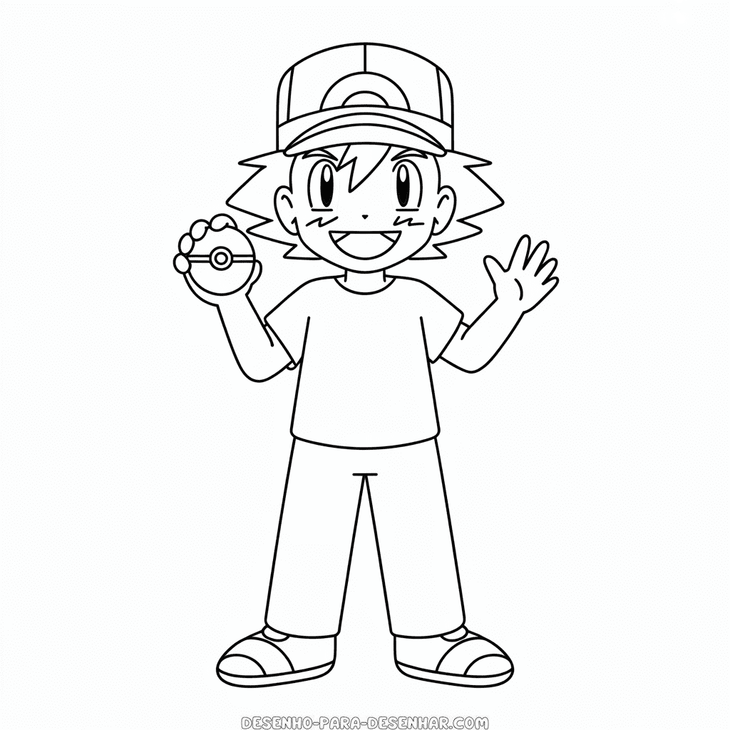 Desenho Fácil do Ash Ketchum do Pokémon