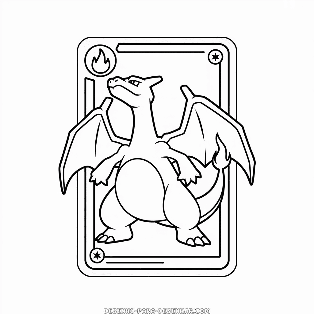 Desenho Fácil do Cartão Pokémon do Charizard