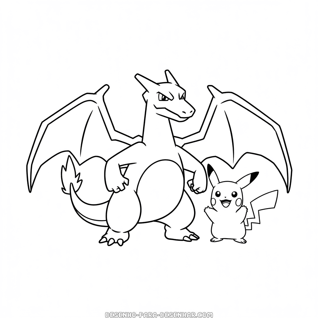 Desenho Fácil do Charizard e Pikachu