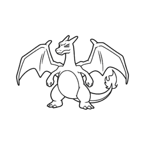 Desenho Fácil do Charizard Preto e Branco