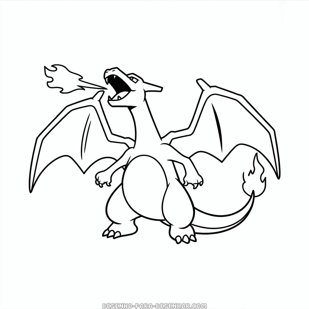 Desenho Fácil do Charizard Soltando Fogo