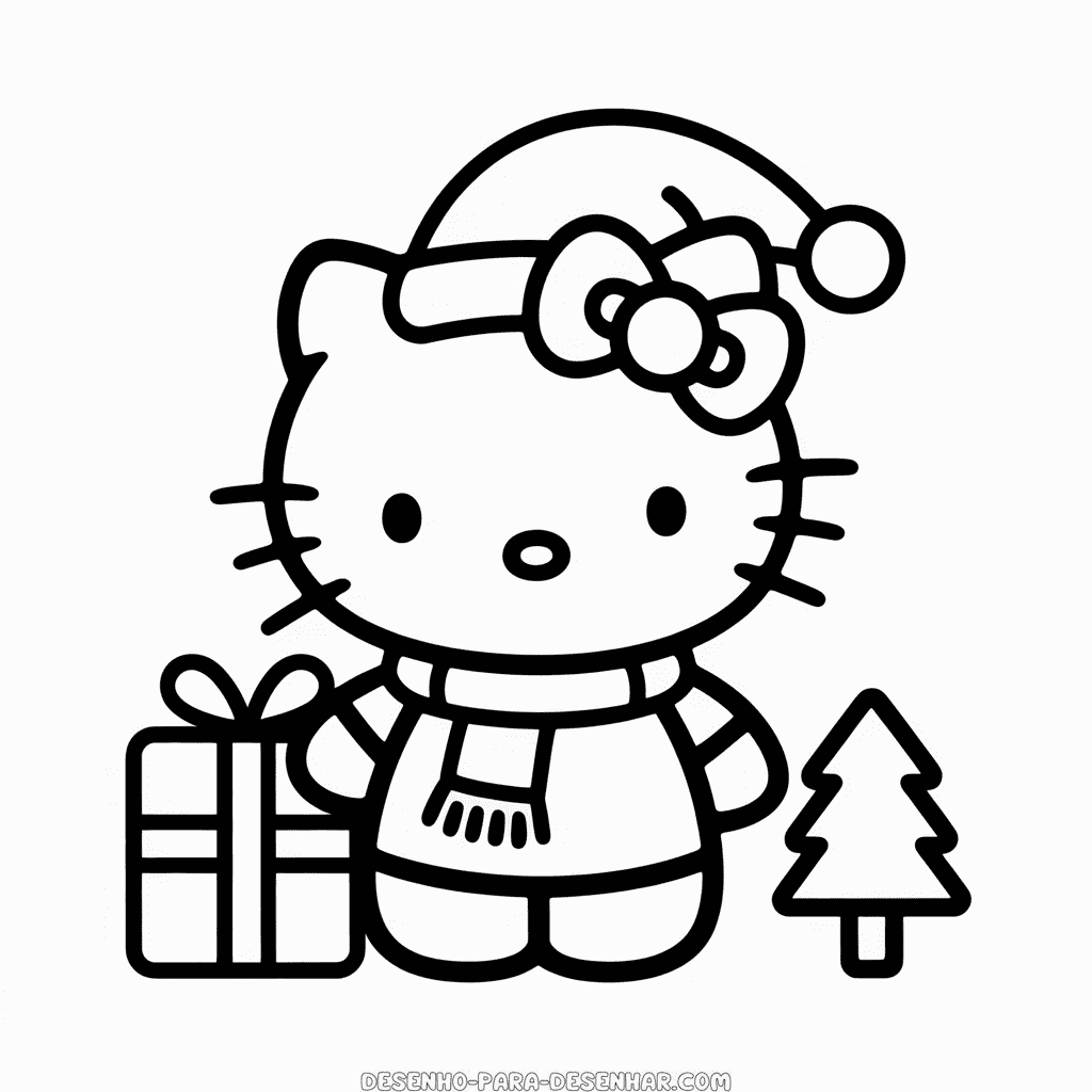 Desenho Fácil do Hello Kitty Natal