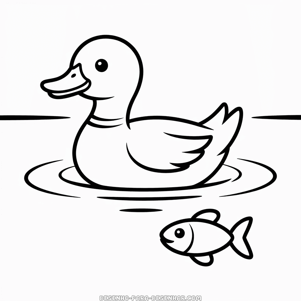 Desenho Fácil do Pato na Água