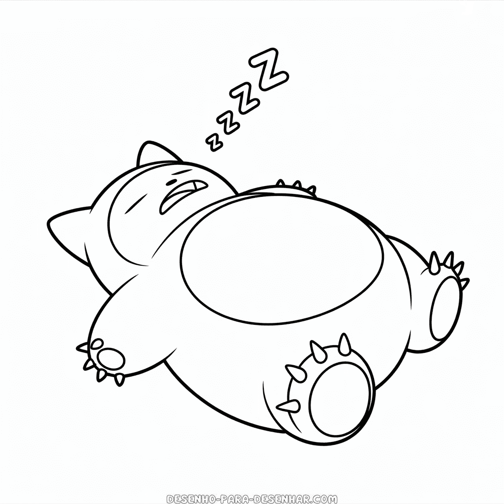 Desenho Fácil do Snorlax Dormindo
