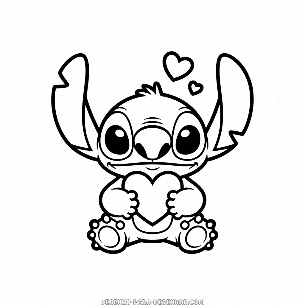 Desenho Fácil do Stitch Apaixonado