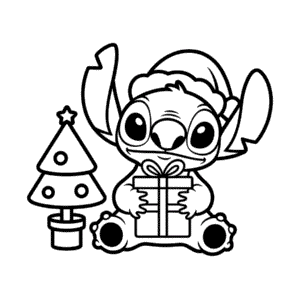 Desenho Fácil do Stitch com Presente de Natal