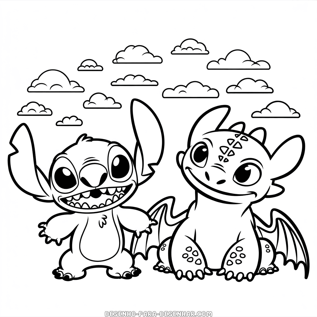 Desenho Fácil do Stitch e Banguela