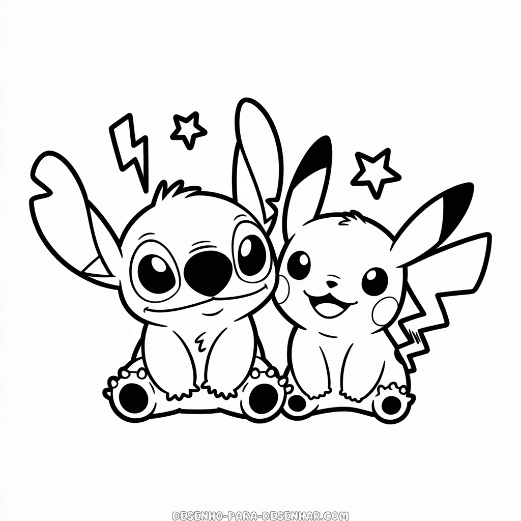 Desenho Fácil do Stitch e Pikachu