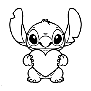 Desenho Fácil do Stitch Segurando um Coração