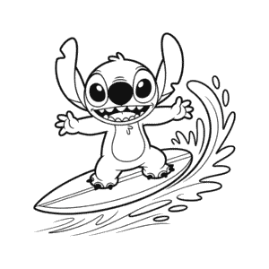 Desenho Fácil do Stitch Surfando