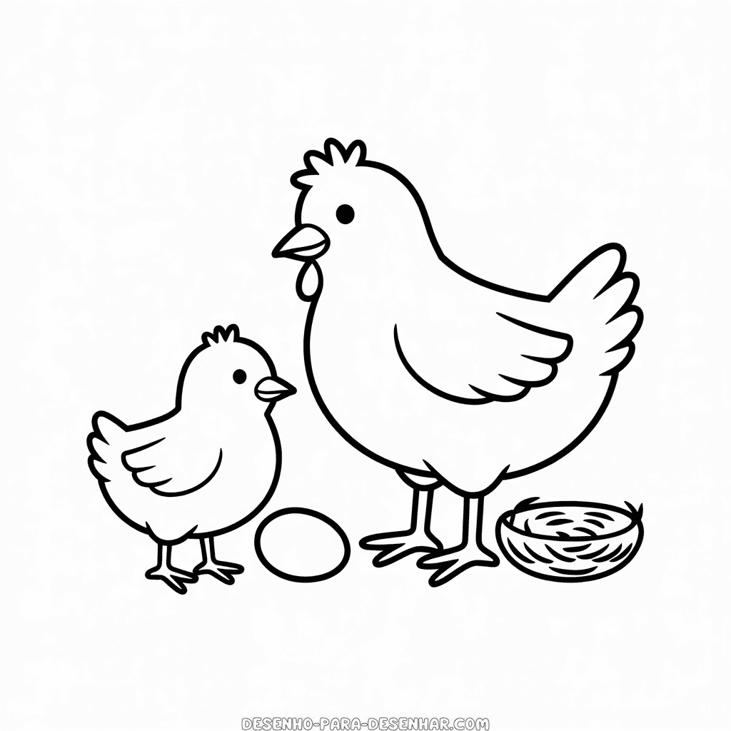 Desenho Fácil: Pintainho e Galinha