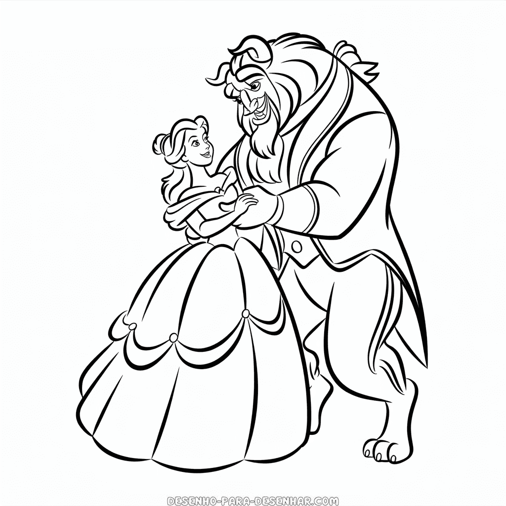 Desenho Fácil da Bela e a Fera Disney
