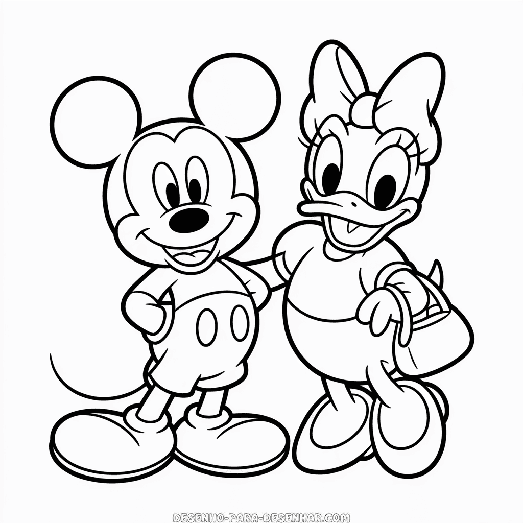 Desenho Fácil da Daisy Duck e Mickey Mouse