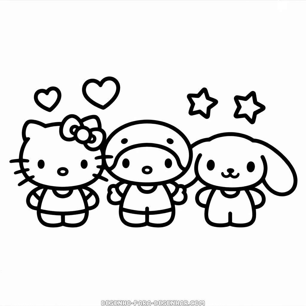 Desenho Fácil da Hello Kitty e Amigos