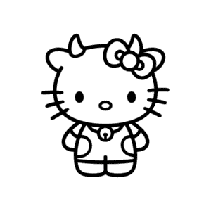 Desenho Fácil da Hello Kitty em Traje de Vaca