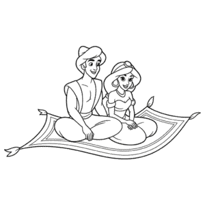 Desenho Fácil do Aladdin e Jasmine no Tapete