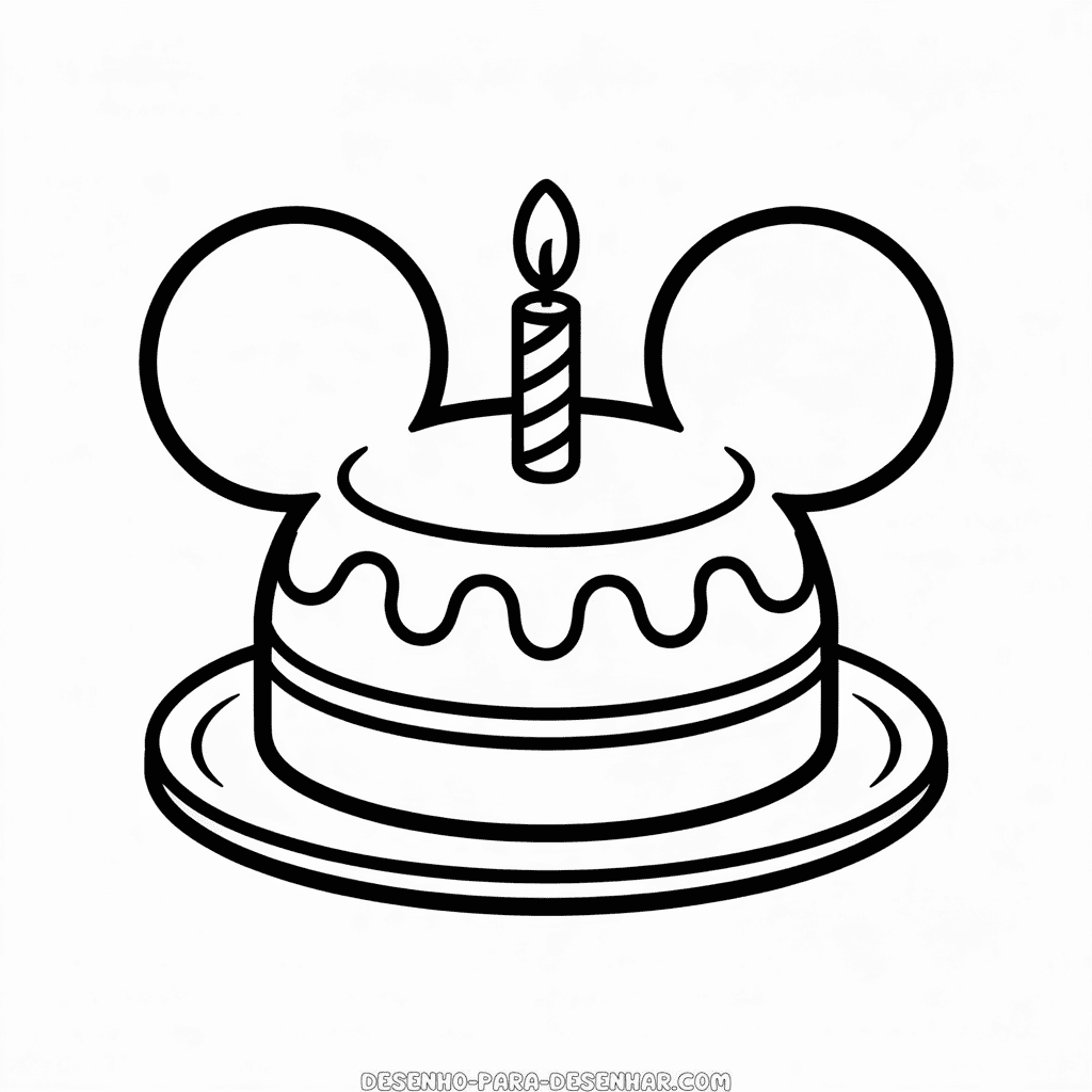 Desenho Fácil do Bolo do Mickey