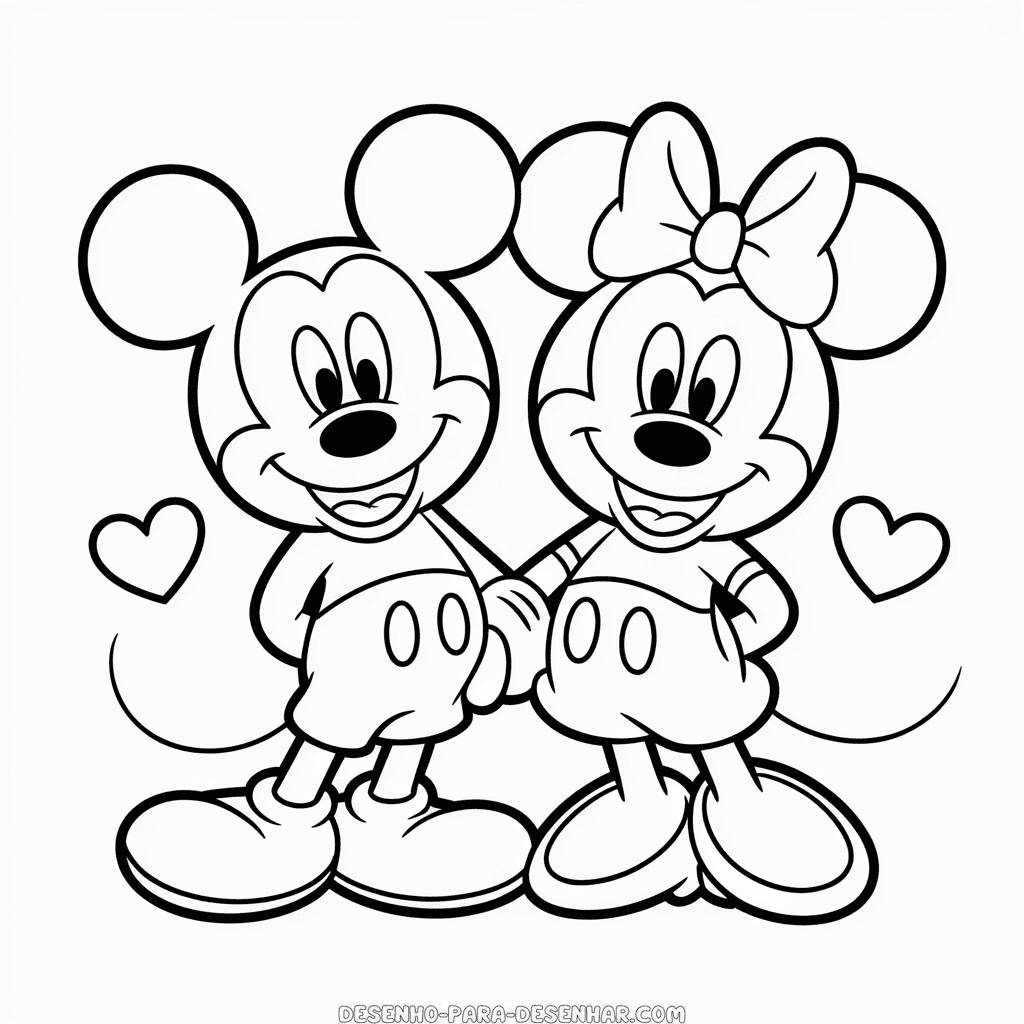 Desenho Fácil do Casal Mickey Mouse