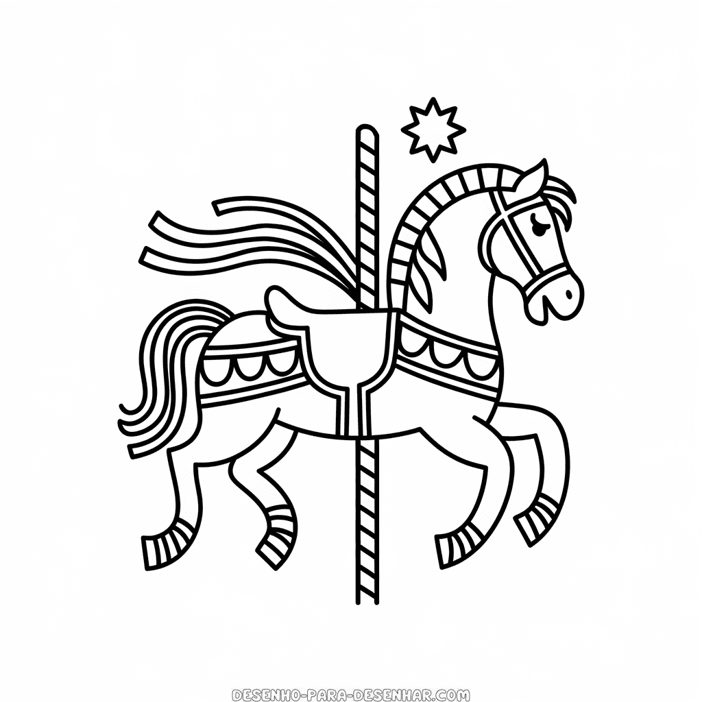 Desenho Fácil do Cavalo de Carrossel