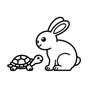 Desenho Fácil do Coelho com a Tartaruga
