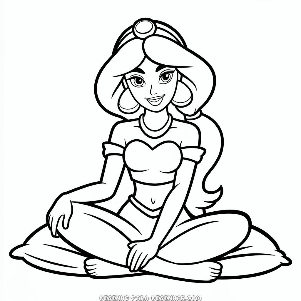 Desenho Fácil do Contorno da Jasmine