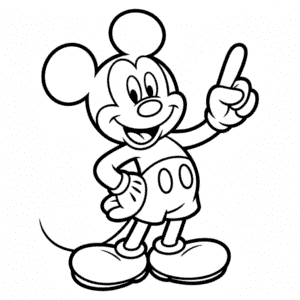 Desenho Fácil do Mickey em Preto e Branco