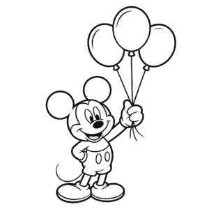 Desenho Fácil do Mickey Mouse Segurando Balões