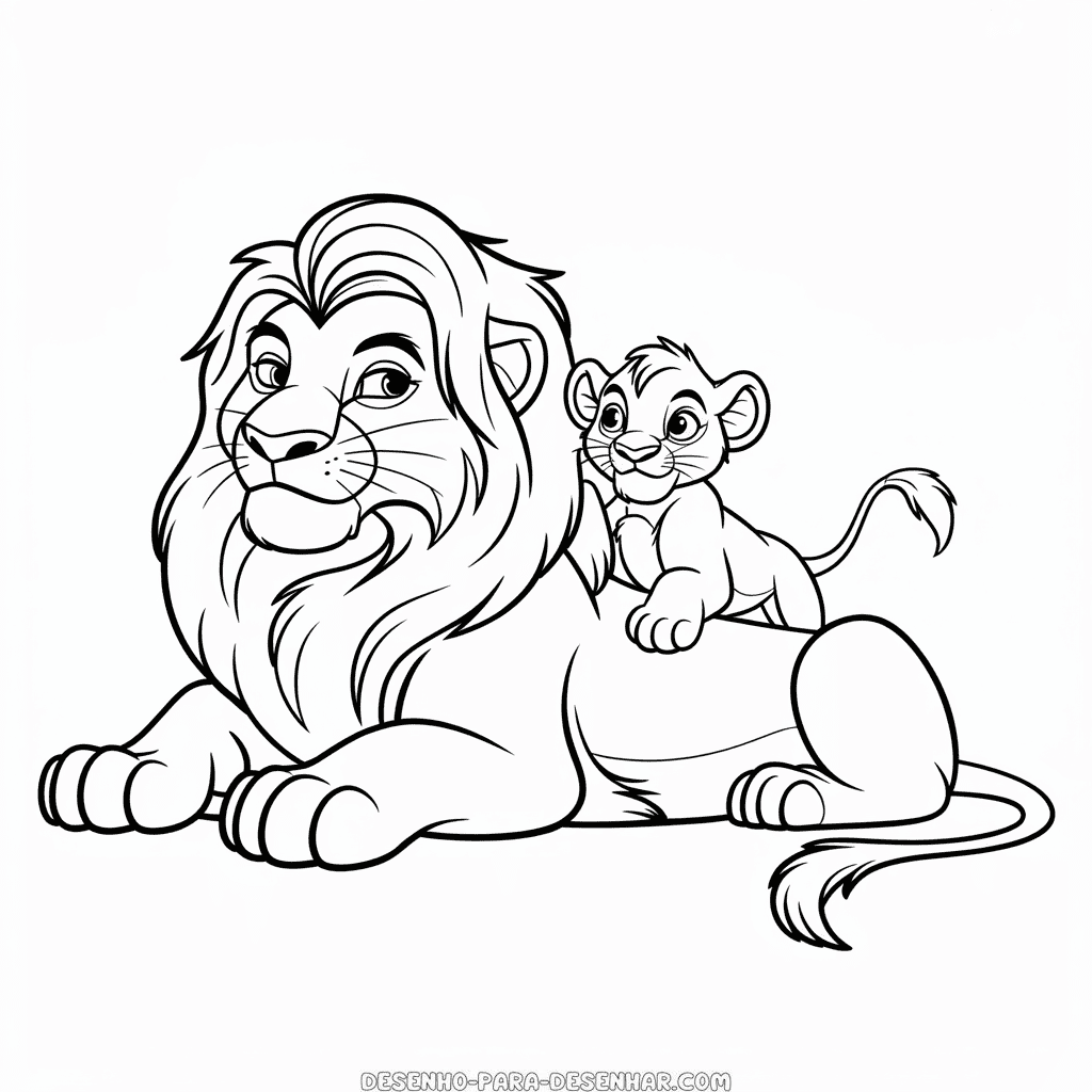 Desenho Fácil do O Rei Leão Simba e Mufasa